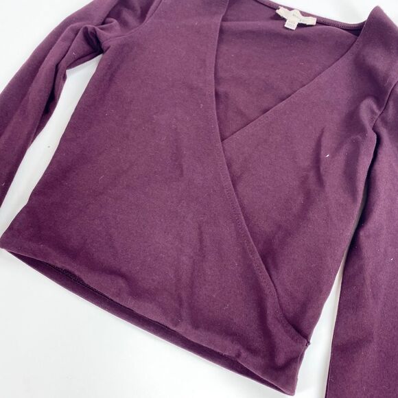 Aritzia Wilfred Free plum wrap long sleeve crop top xxs - Picture 3 of 11